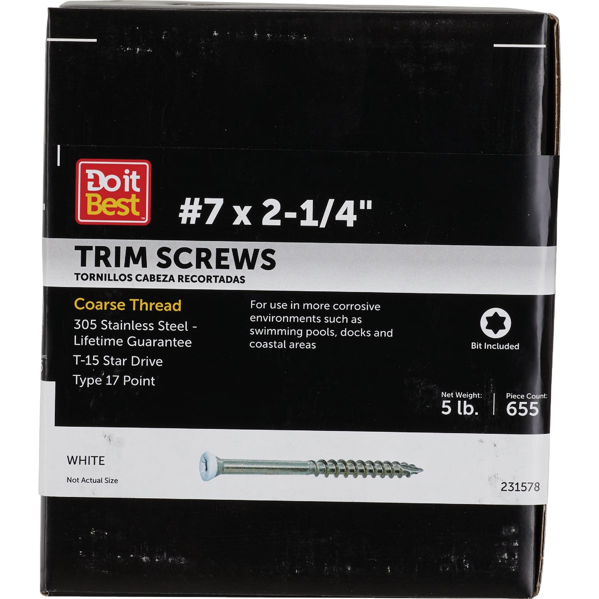 Grip-Rite Max 2-1/4 In. WH T17 ST15 305 Stainless Steel Trim Screw (5 Lb.)