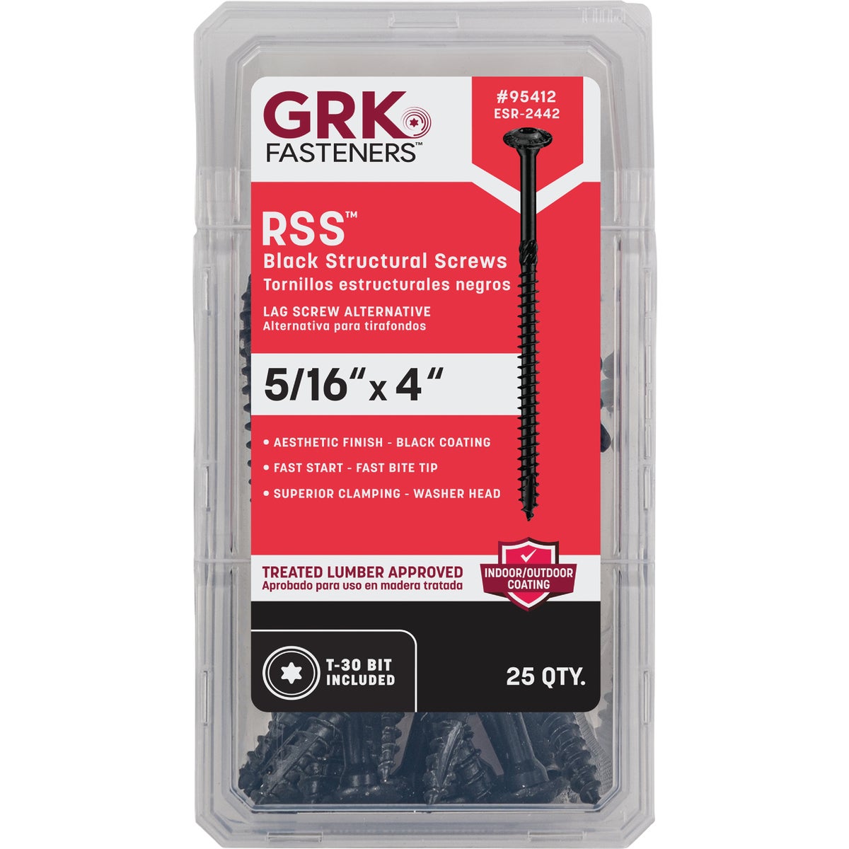 GRK RSS 5/16 In. x 4 In. Star Drive Washer-Head Black Structure Screw (25 Ct.)