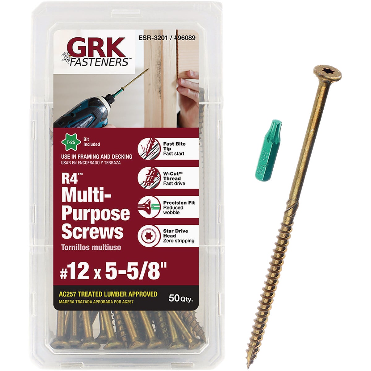 GRK R4 #12 x 5-5/8 In. Star Drive Multi-Purpose Wood Screw (50 Ct.)