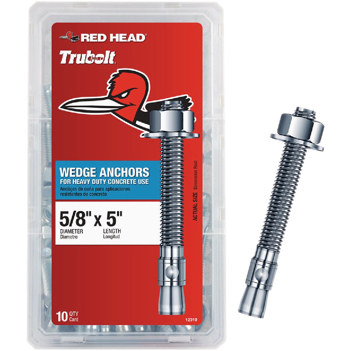 Red Head 5/8 In. x 5 In. Concrete Wedge Anchor (10 Ct.)