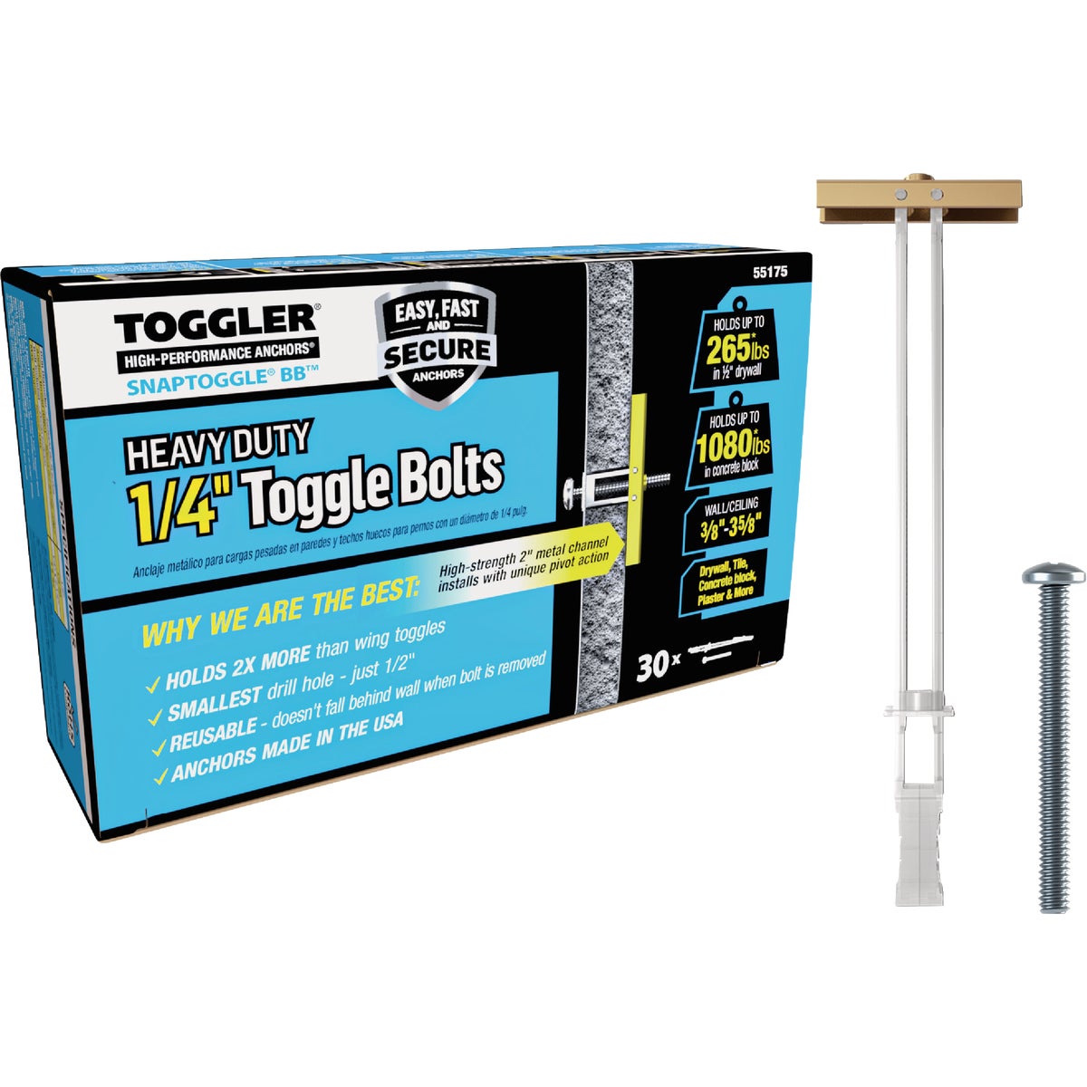 Toggler Snaptoggle 1/4 In.-24 x 2 In. Toggle Bolt (30-Ct.)