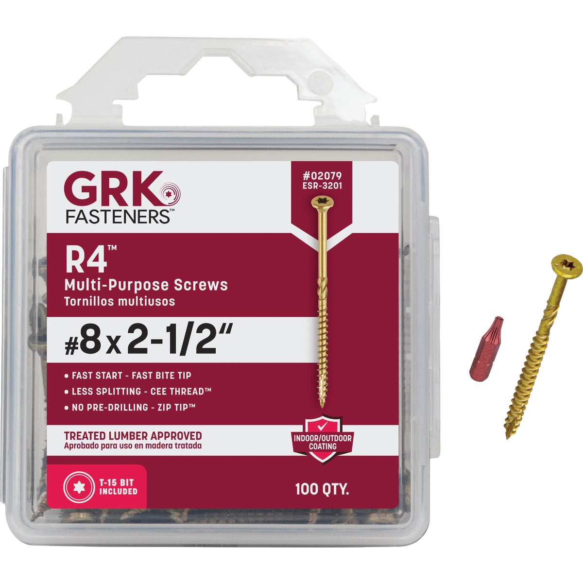 GRK R4 #8 x 2-1/2 In. Star Drive Multi-Purpose Wood Screw (100 Ct.)