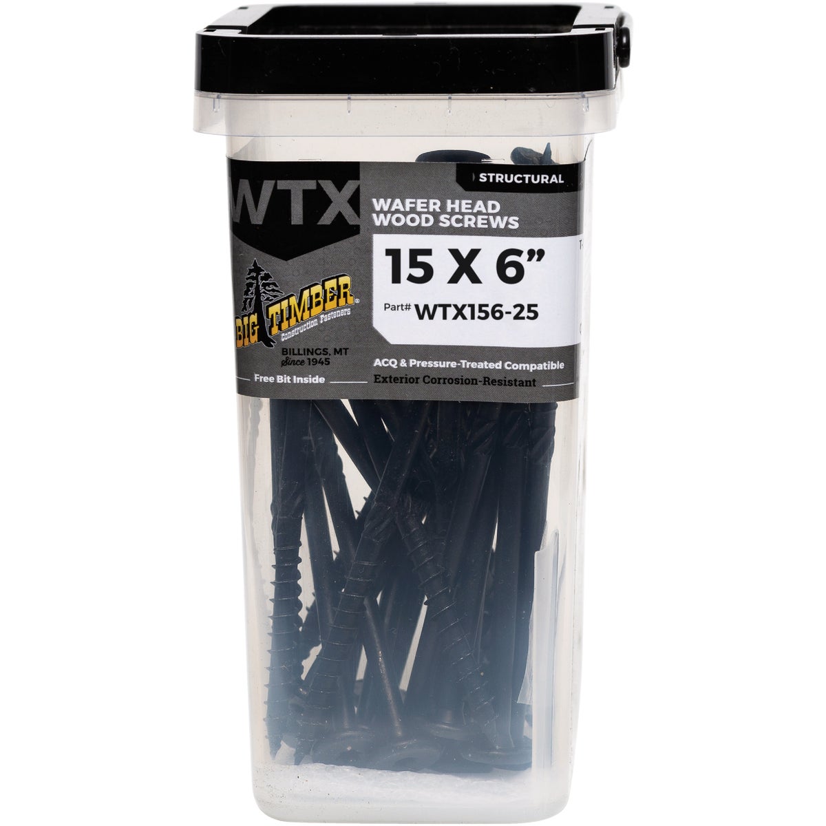 Big Timber #15 x 6 In. Wafer Head Black Wood Screw (25 Ct.)