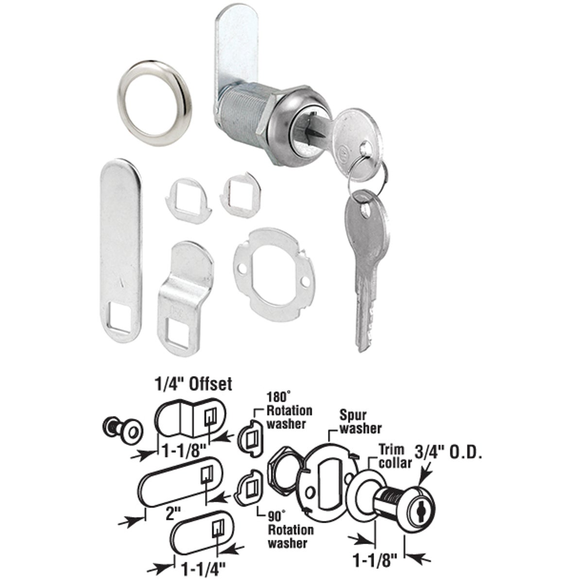 Defender Security 3/4" Steel Drawer & Cabinet Lock - Keyed Different