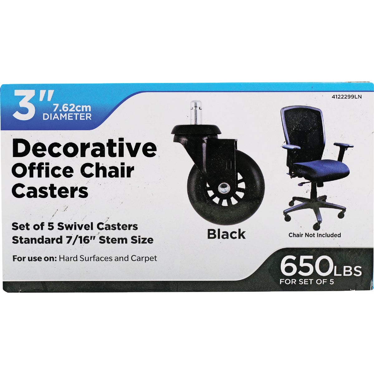 Shepherd Hardware 3 In. Black Rollerblade Stem Caster (5-Pack)