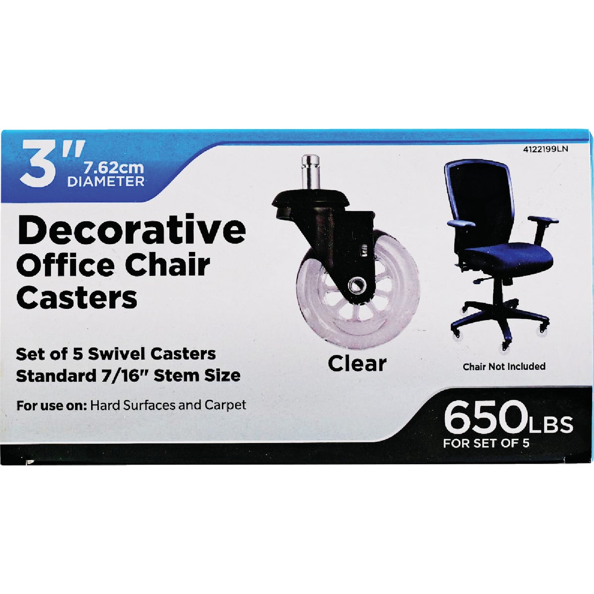 Shepherd Hardware 3 In. Clear Rollerblade Stem Caster (5-Pack)