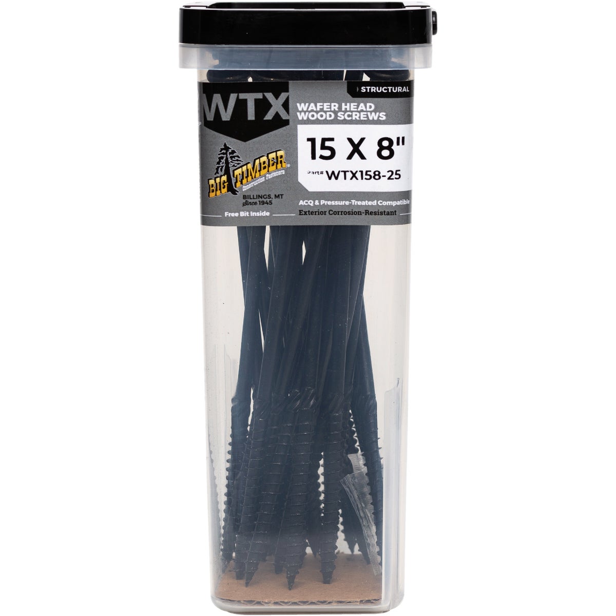 Big Timber #15 x 8 In. Wafer Head Black Wood Screw (25 Ct.)