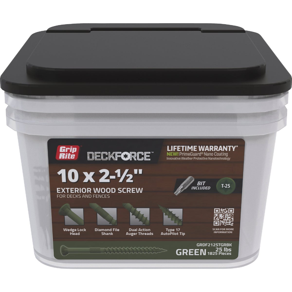 Grip-Rite DeckForce PrimeGuard Nano #10 x 3 In. Star Drive Green Screw (25 Lb.)