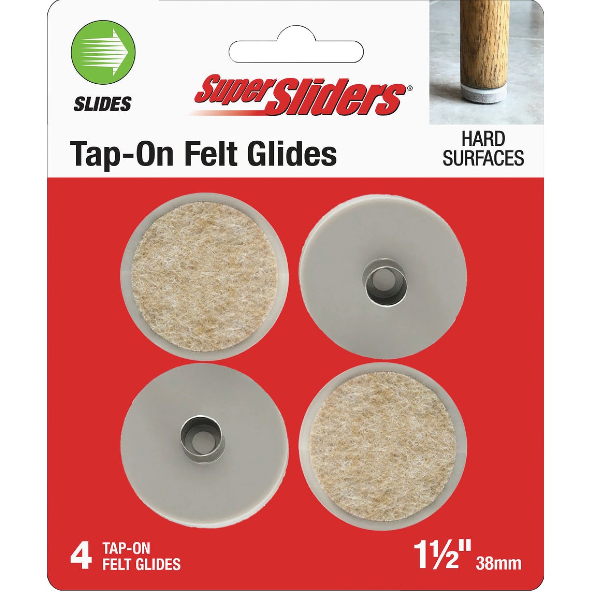 Super Sliders 1-1/2 In. Felt Tap-On Glides (4-Pack)