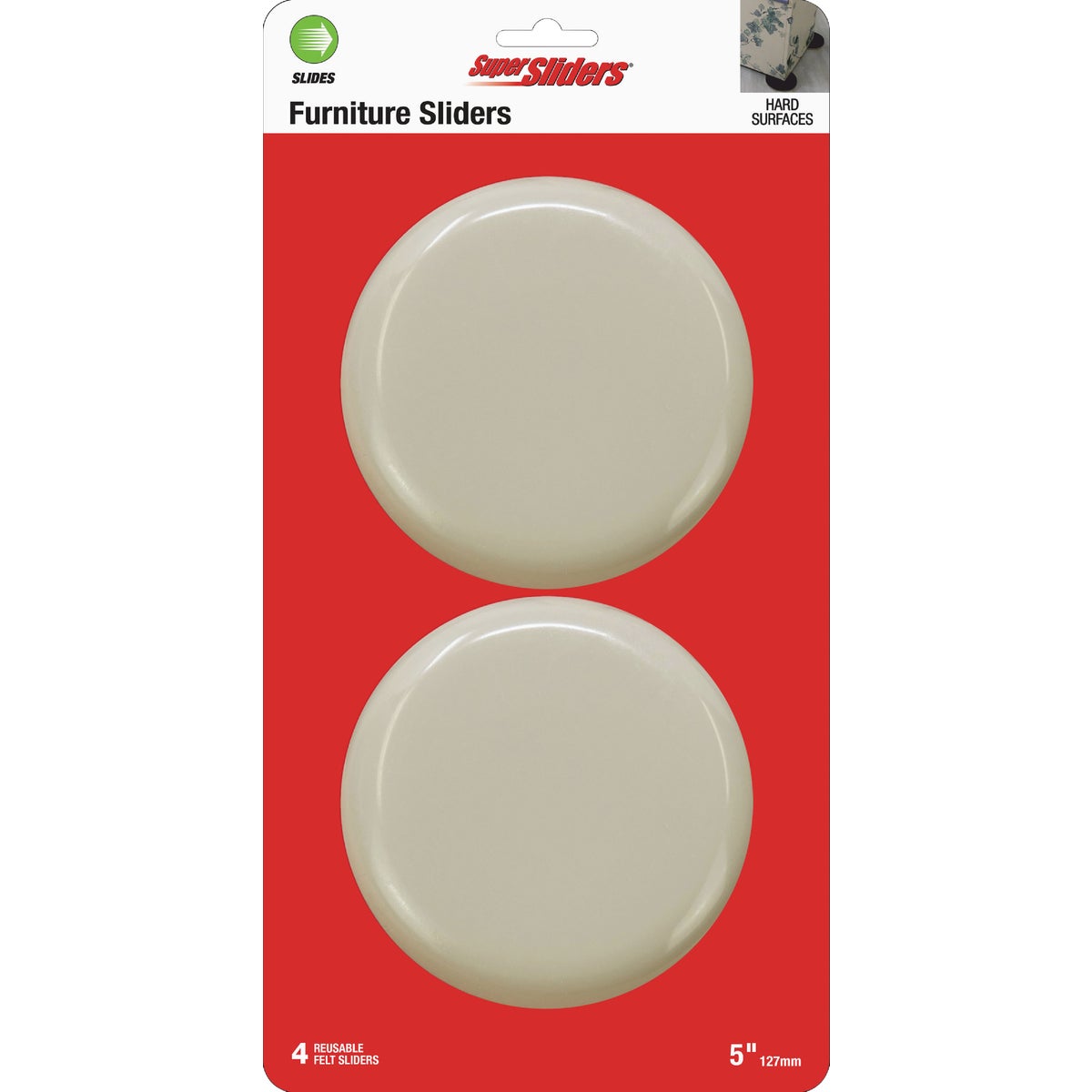 Super Sliders 5 In. Round Beige Felt Sliders (4-Pack)