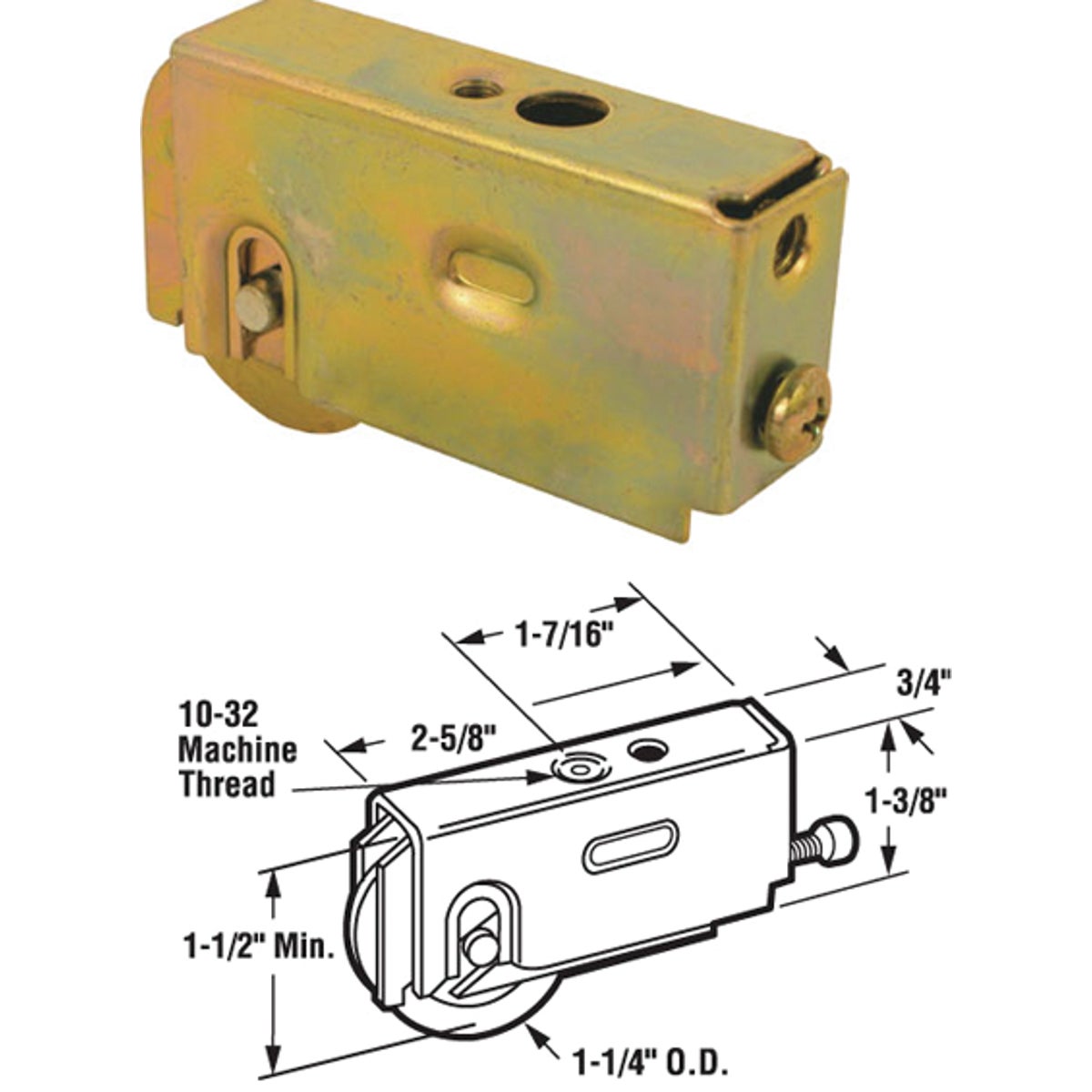 Prime-Line Steel Patio Door Roller With Housing Assembly