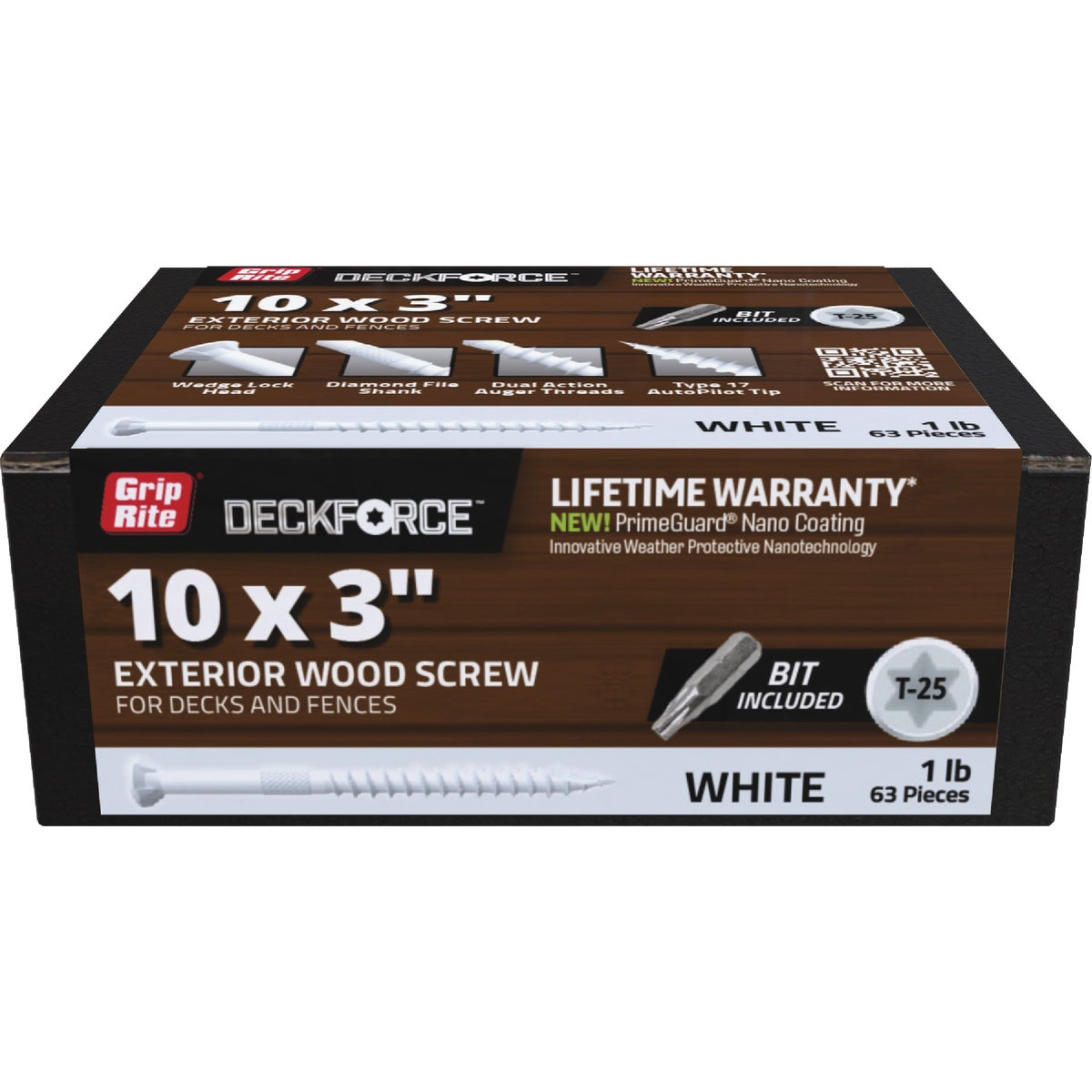 Grip-Rite DeckForce PrimeGuard Nano #10 x 3 In. Star Drive White Screw (1 Lb.)