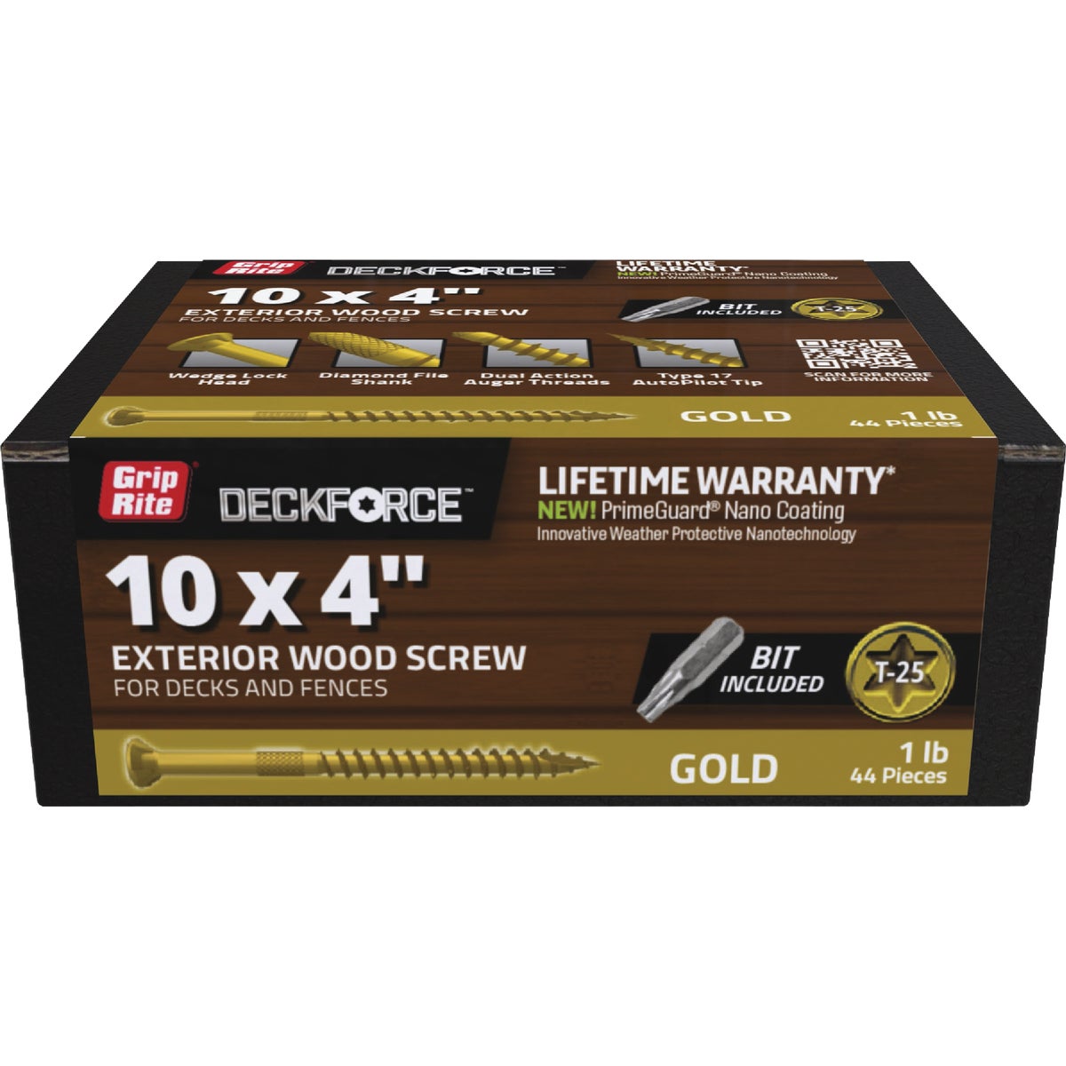 Grip-Rite DeckForce PrimeGuard Nano #10 x 4 In. Star Drive Gold Screw (1 Lb.)