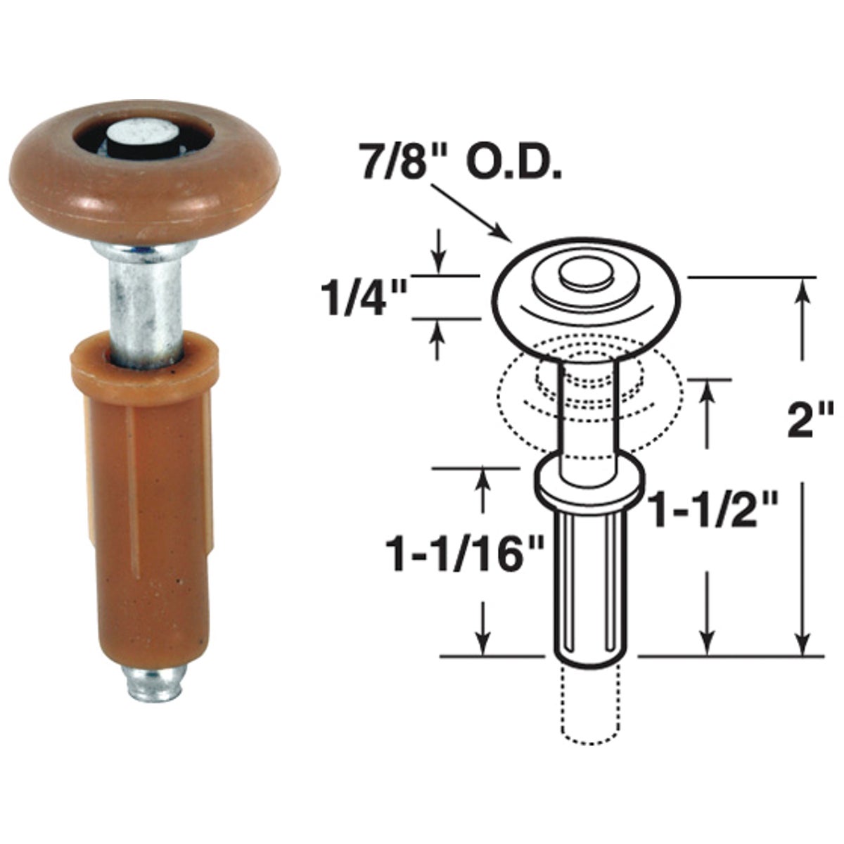 Prime-Line Steel Shaft Bifold Door Top Roller Guide (2 Count)