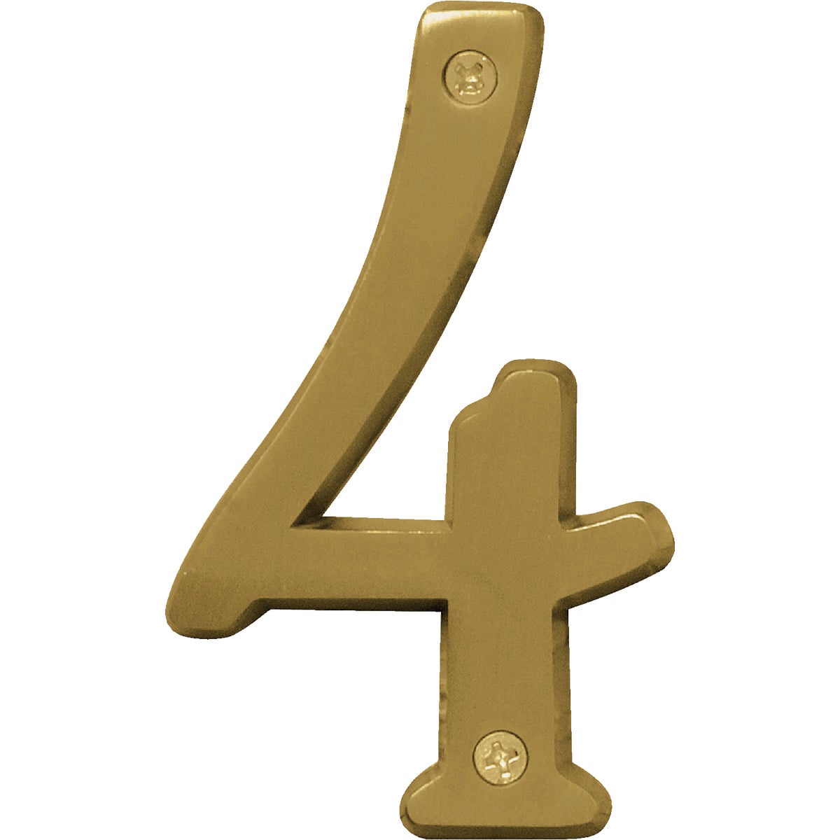 Hy-Ko 4 In. Brushed Brass Number 4