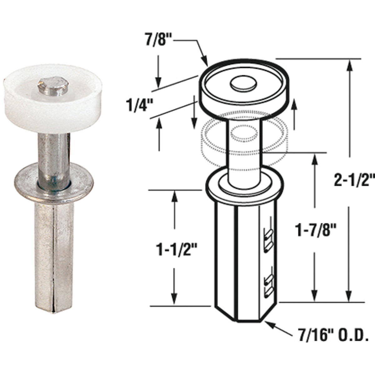 Prime-Line Steel Base Bifold Door Top Roller Guide (2 Count)