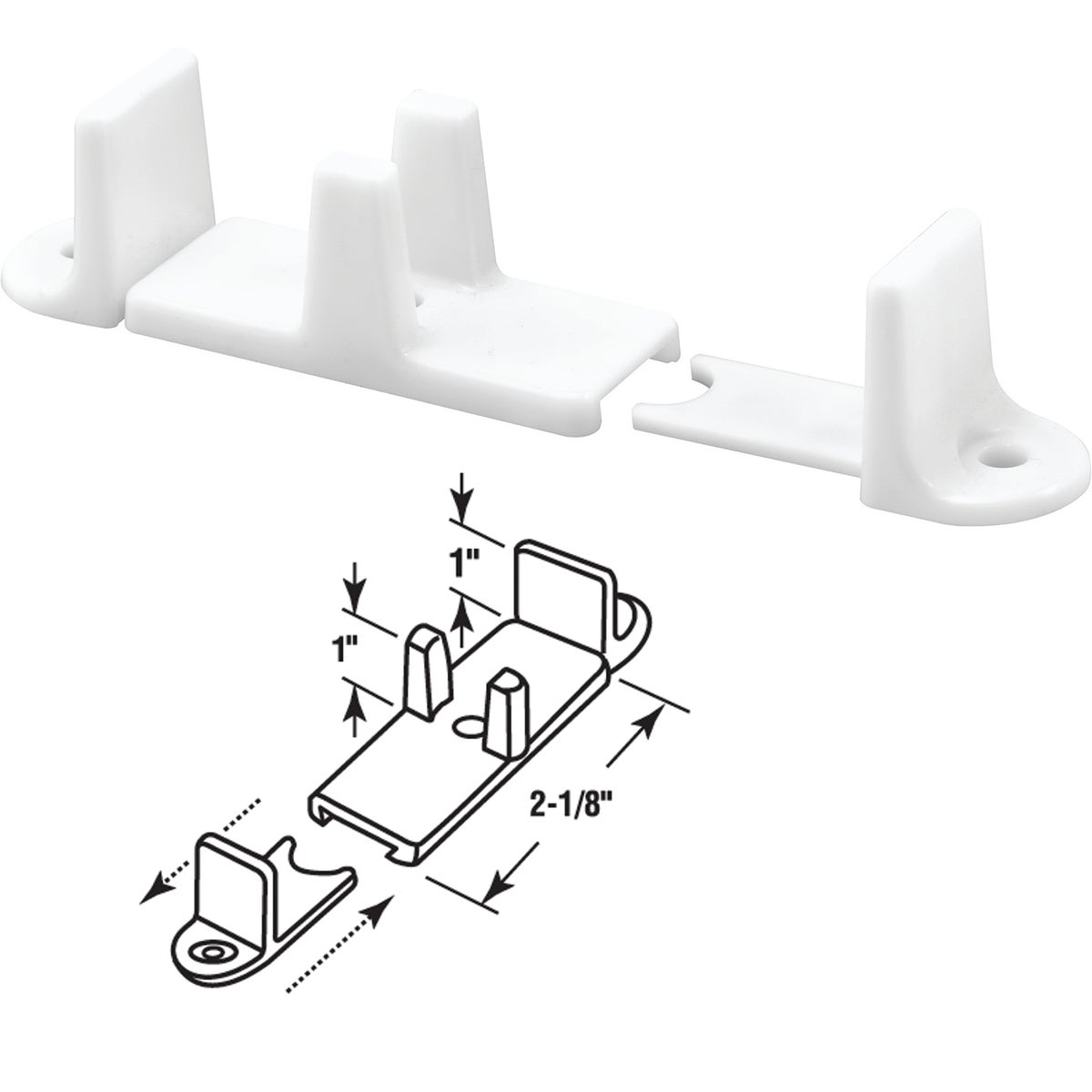 Prime-Line 1 In. Adjustable Nylon Base Bypass Door Bottom Guide (2 Count)