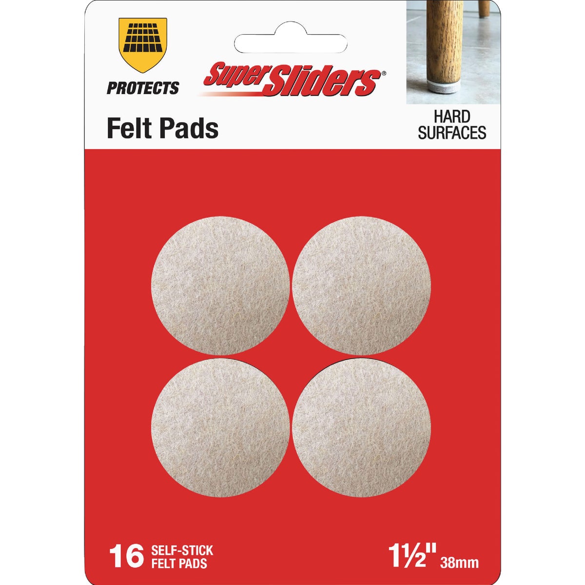 Super Sliders 1-1/2 In. Round Beige Felt Furniture Pads (16-Piece)