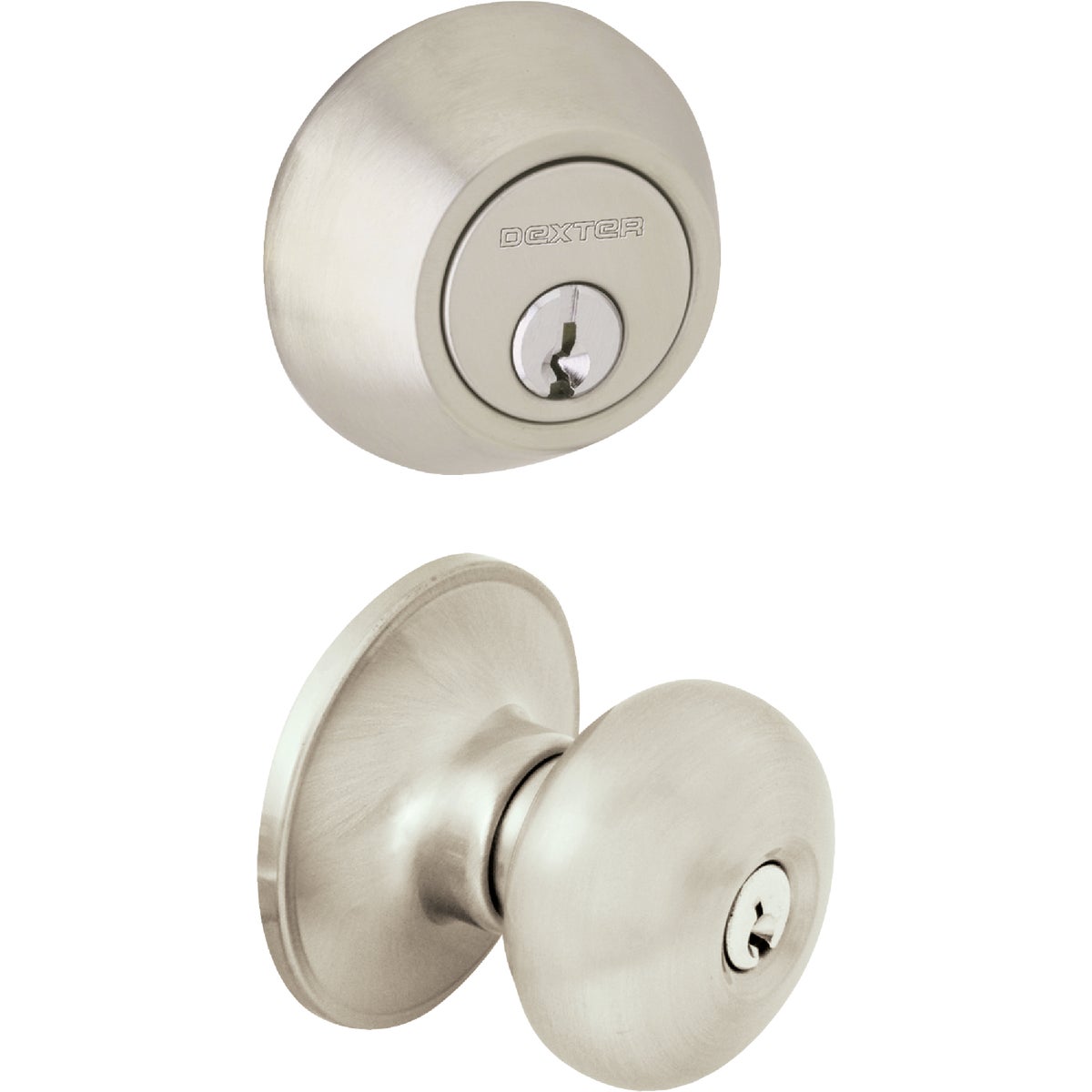 Dexter Satin Nickel Deadbolt and Door Knob Combo