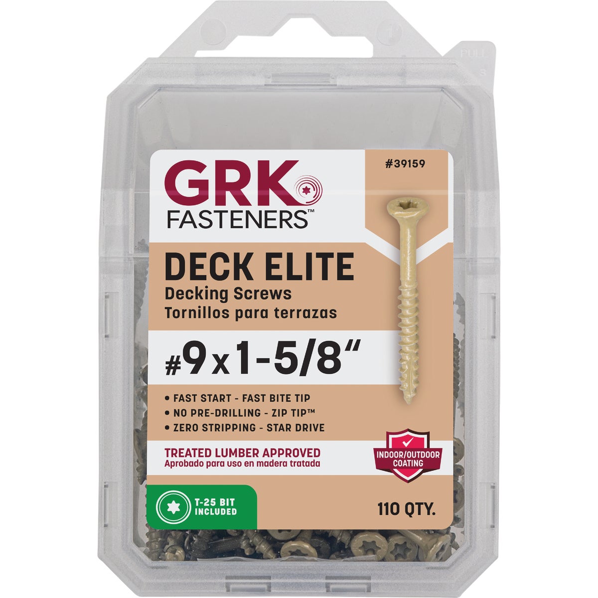 GRK Deck Elite #9 x 1-5/8 In. Star Drive Bugle-Head Deck Screw (110 Ct.)