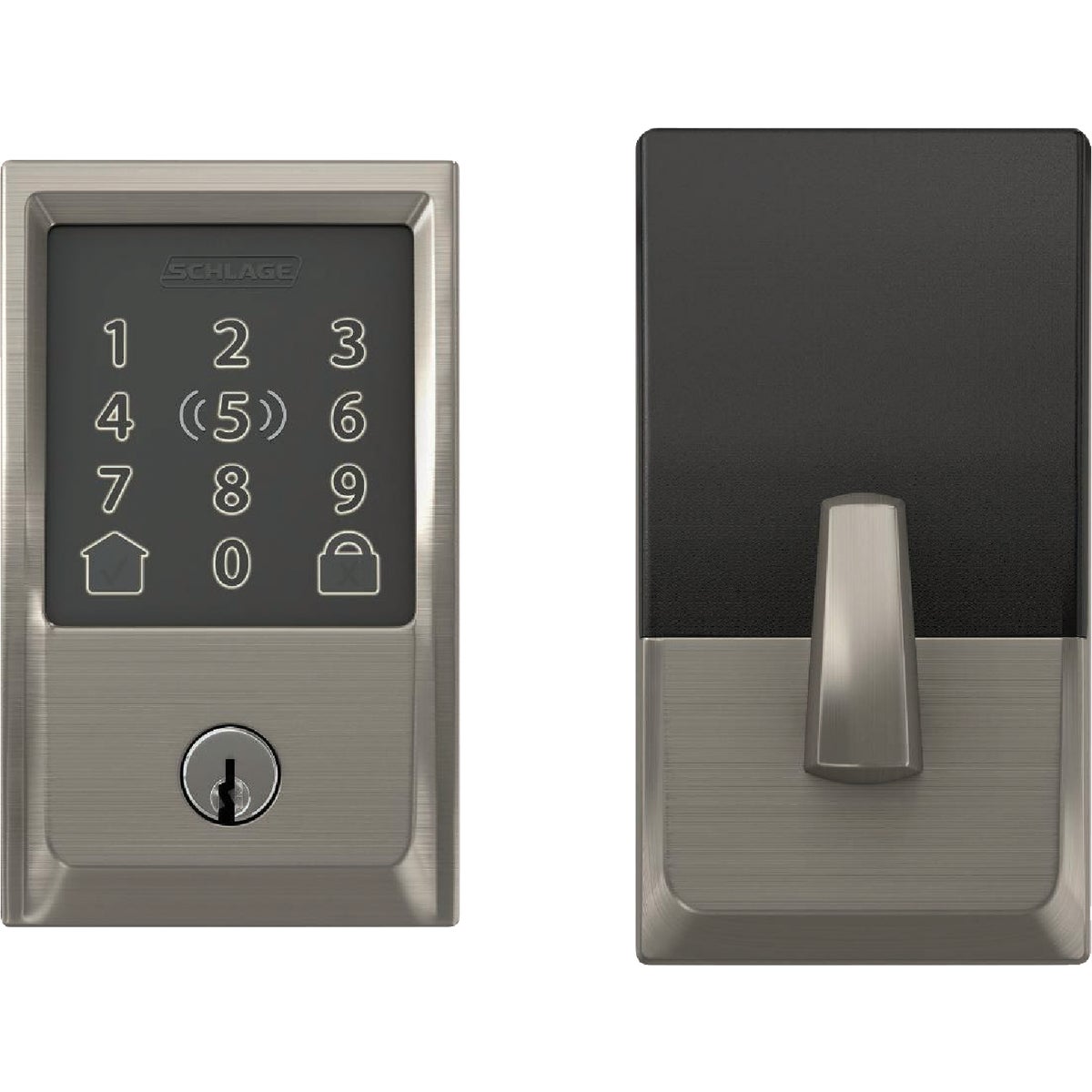 Encode Plus Smart WiFi Deadbolt with Century Trim in Satin Nickel