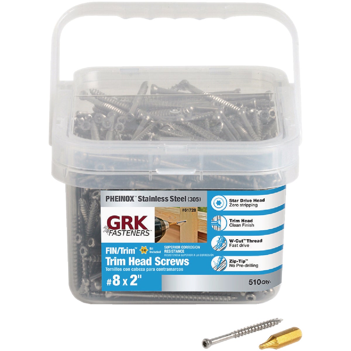 GRK #8 x 2 In. Star Drive Stainless Steel Trim Screw (510 Ct.)