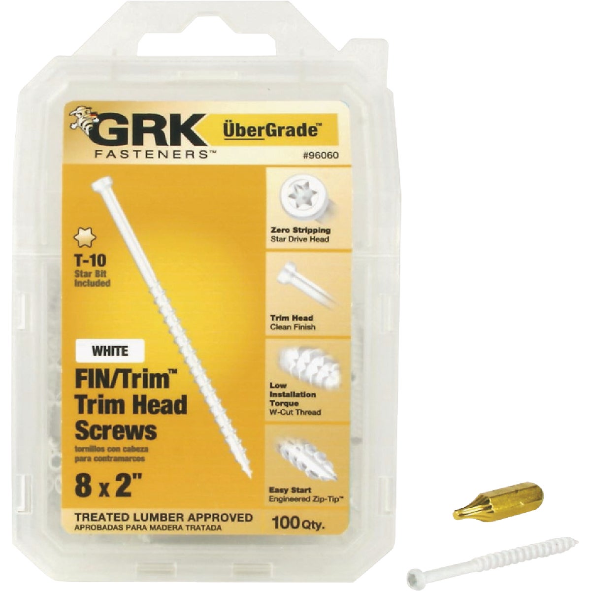 GRK #8 x 2 In. Star Drive White Steel Trim Screw (100 Ct.)