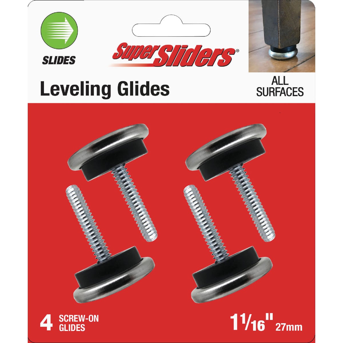 Super Sliders 1-1/16 In. Screw-On Plastic Round White Furniture Glides (4-Pack)