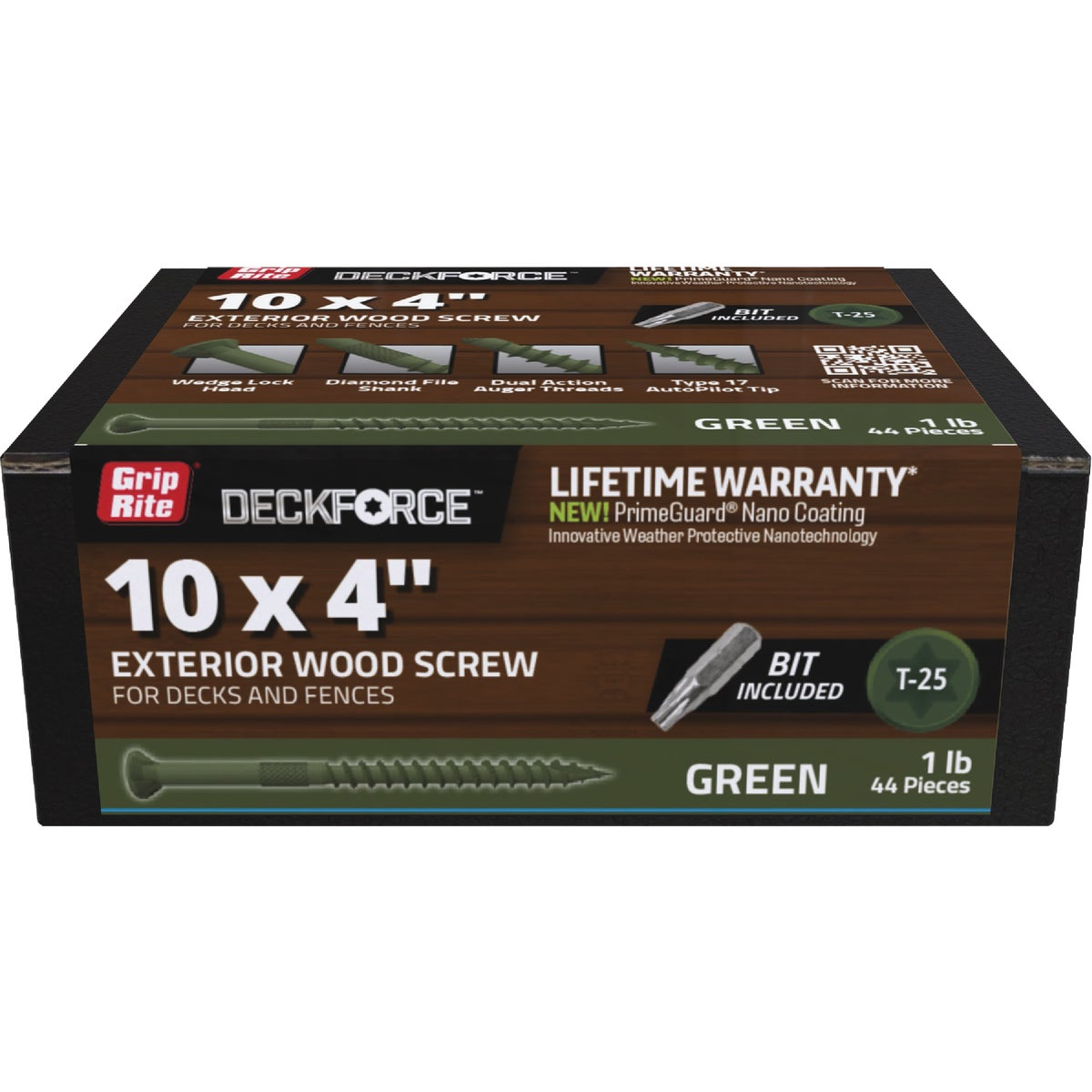 Grip-Rite DeckForce PrimeGuard Nano #10 x 4 In. Star Drive Green Screw (1 Lb.)