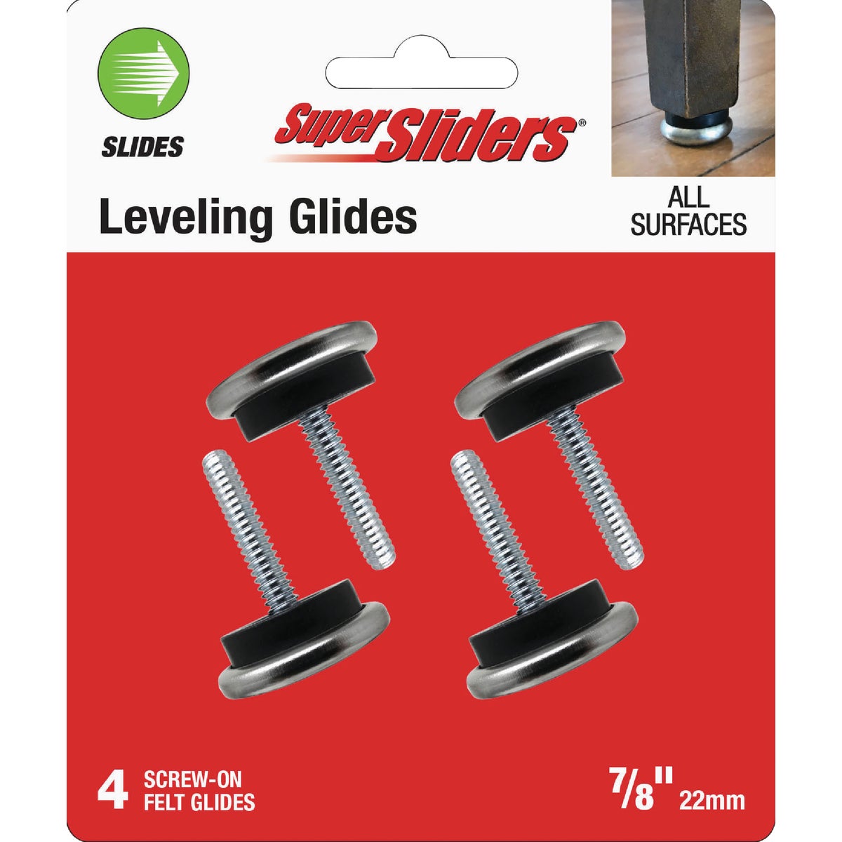 Super Sliders 7/8 In. Screw-on Plastic Round White Furniture Glides (4-Pack)