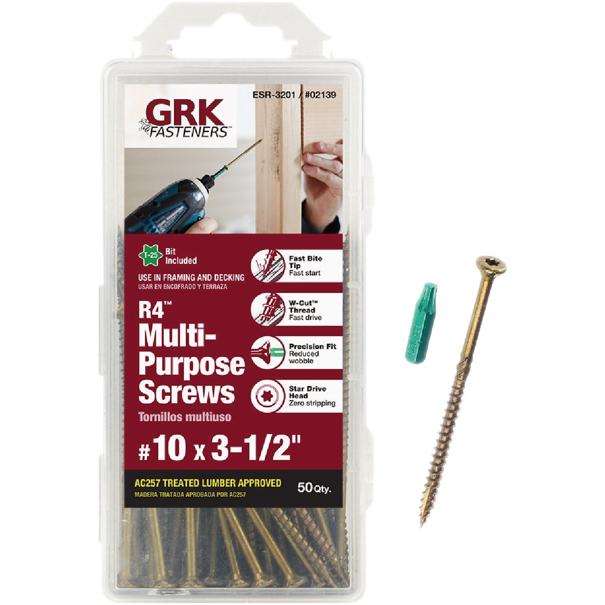 GRK R4 #10 x 3-1/2 In. Star Drive Multi-Purpose Wood Screw (50 Ct.)