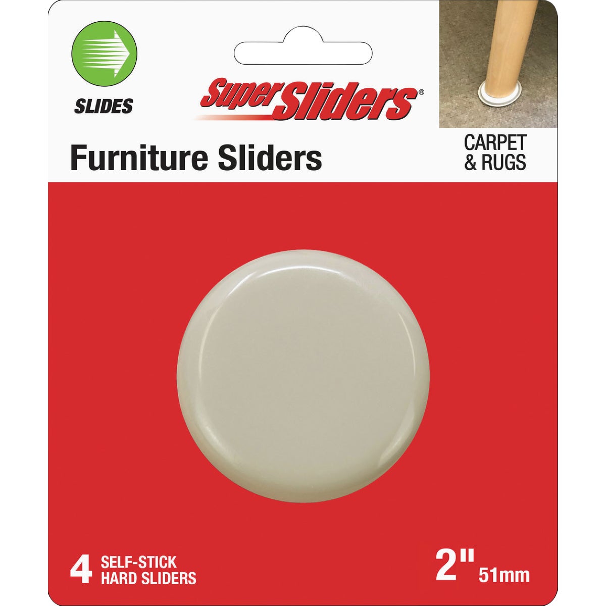 Super Sliders 2-1/4 In. Hard Round Beige Furniture Sliders (4-Pack)