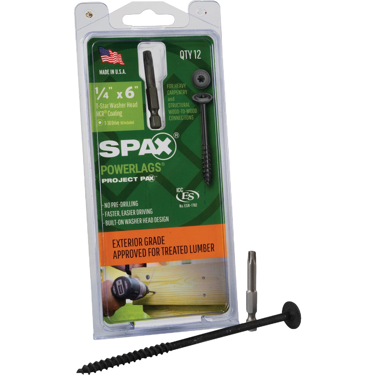Spax PowerLags 1/4 In. x 6 In. Washer Head Exterior Structure Screw (12 Ct.)