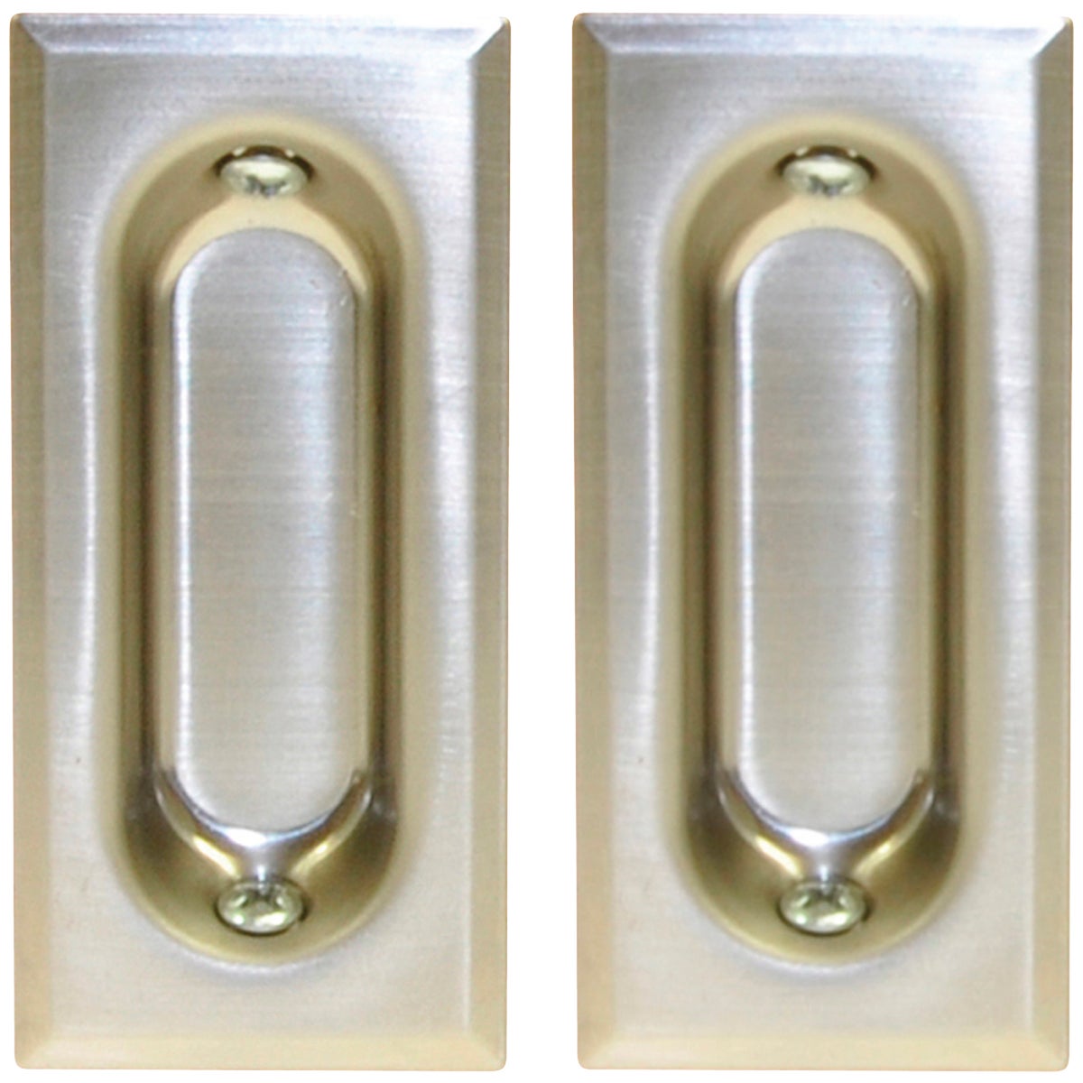 Johnson Hardware 3 In. Rectangular Satin Nickel Flush Pocket Door Pull (2-Count)