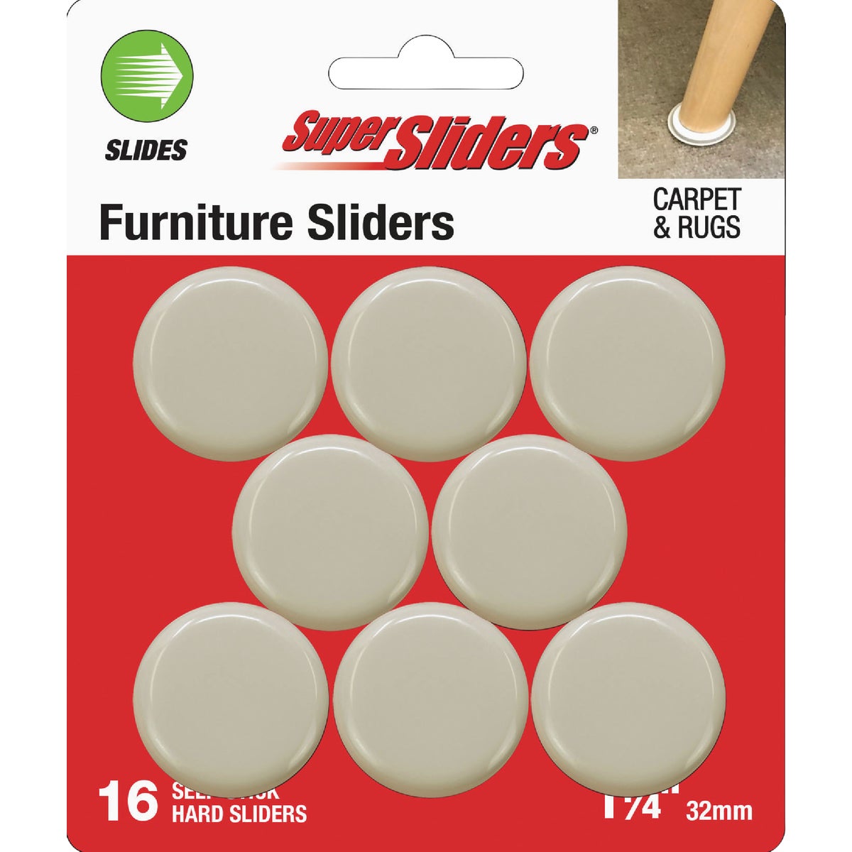 Super Sliders 1-1/4 In. Hard Plastic Gliders (16-Pack)