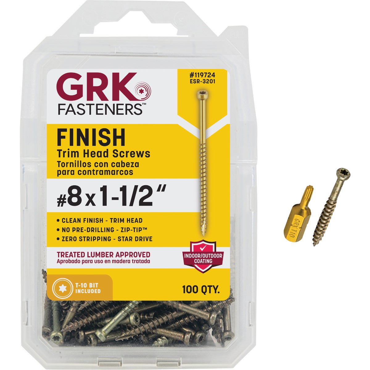 GRK #8 x 1-1/2 In. Star Drive Steel Trim Screw (100 Ct.)