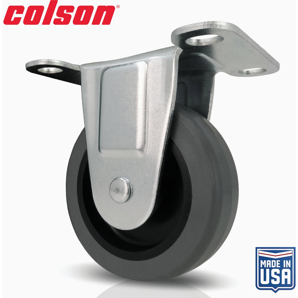 Colson 3 In. Gray TPR Rigid Plate Caster