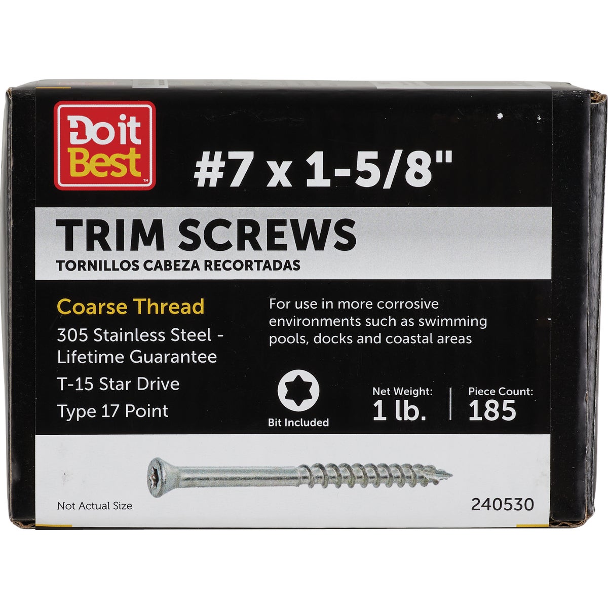 Grip-Rite Max 1-5/8 In. T17 ST15 305 Stainless Steel Trim Screw (1 Lb.)