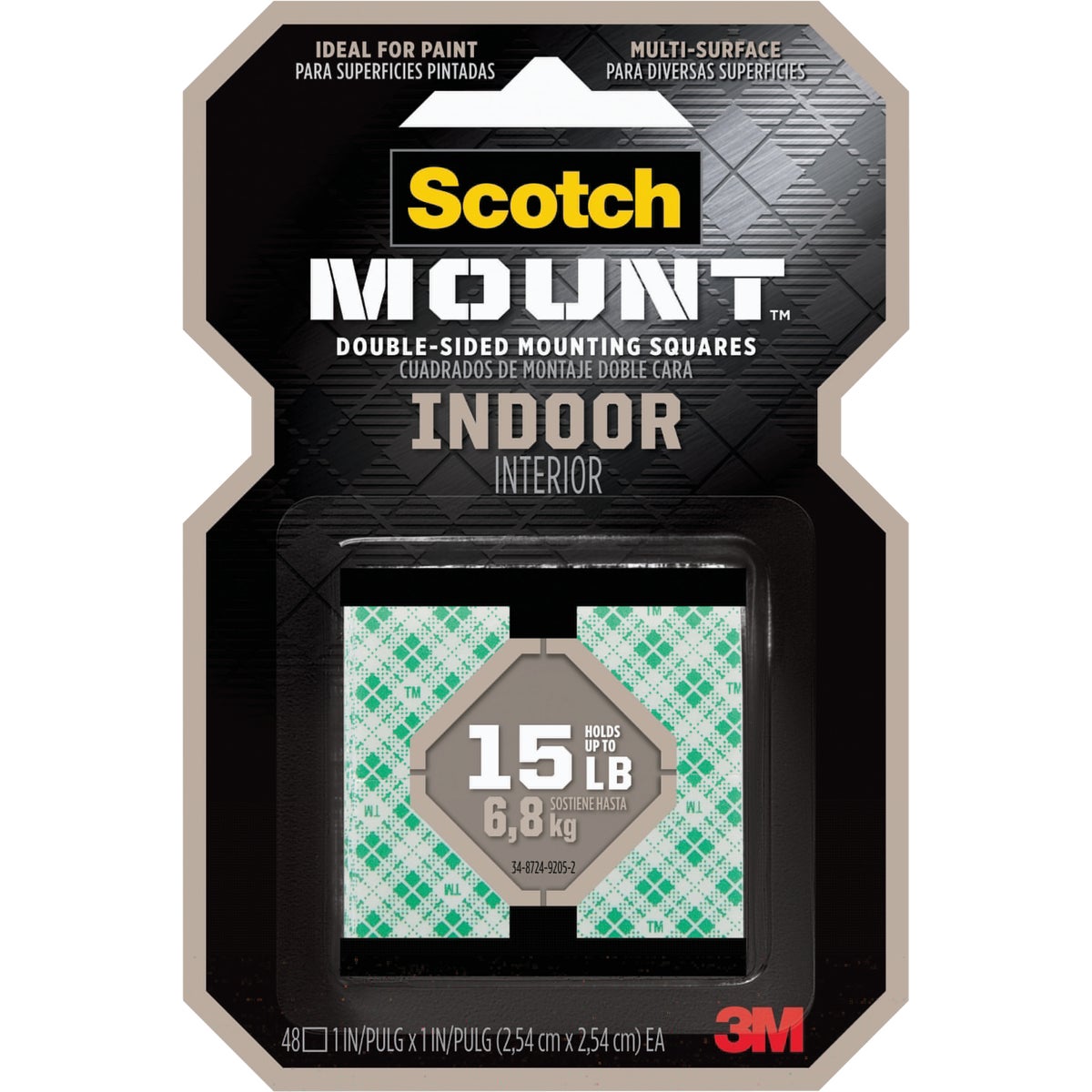 Scotch 1 In. x 1 In. 15 Lb. Capacity Removable Mounting Squares (48-Pack)