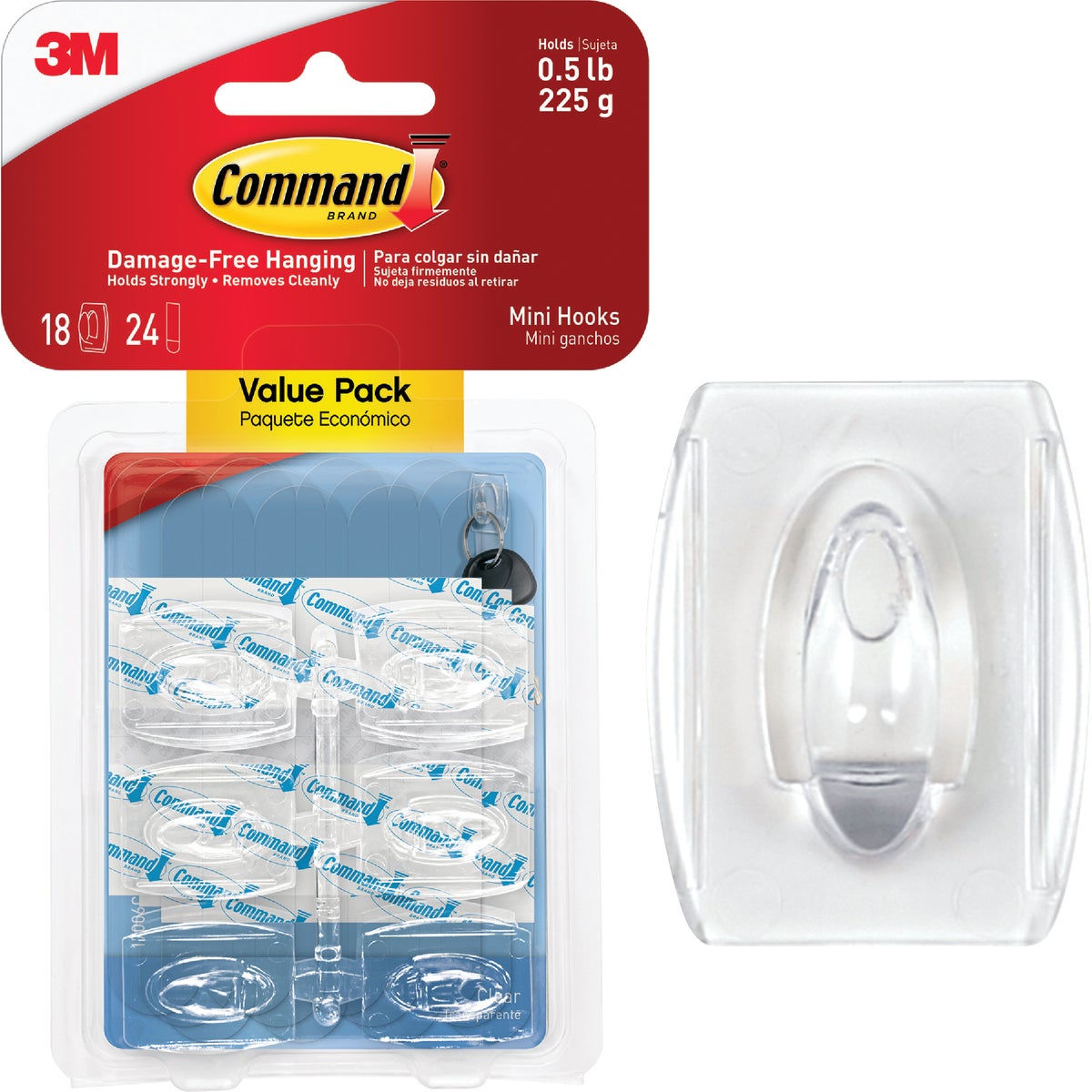 Command Clear Mini Adhesive Hook (18-Pack)