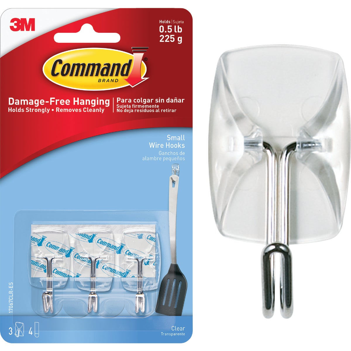 Command Clear 3 Lb. Capacity Wire Adhesive Hook (3-Pack)