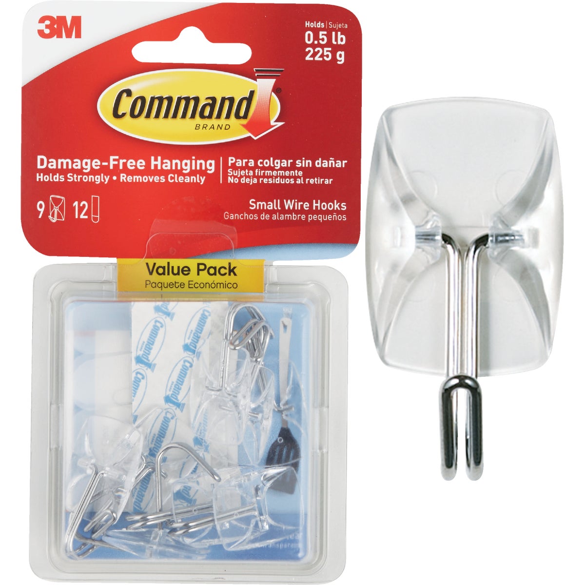 Command Clear .5 Lb. Capacity Wire Adhesive Hook (9-Pack)