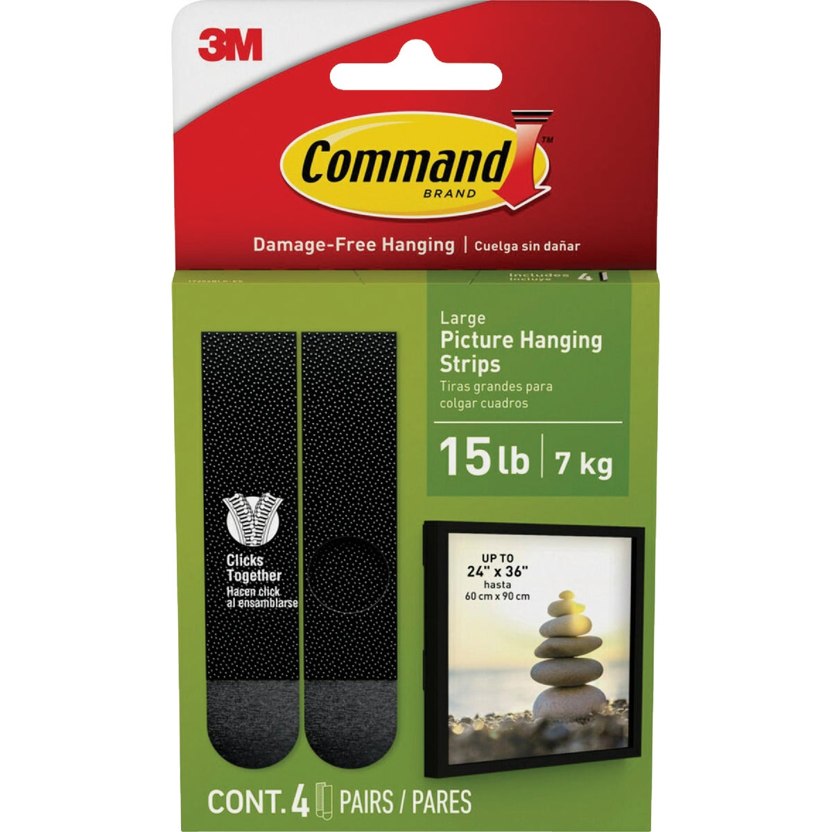 Command 1/2 In. x 3-5/8 In. Black Interlocking Picture Hanger (4 Pack)