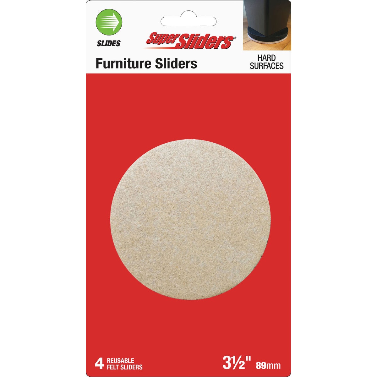 Super Sliders 3-1/2 In. Round Beige Felt Sliders (4-Pack)