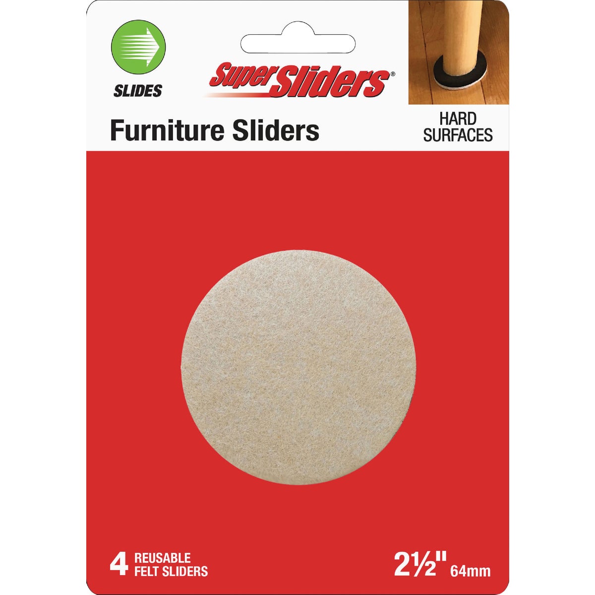 Super Sliders 2-1/2 In. Round Beige Felt Sliders (4-Pack)
