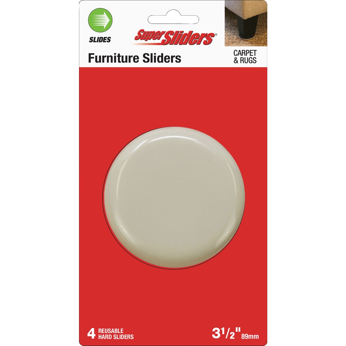 Super Sliders 3-1/2 In. Hard Plastic Gliders (4-Pack)