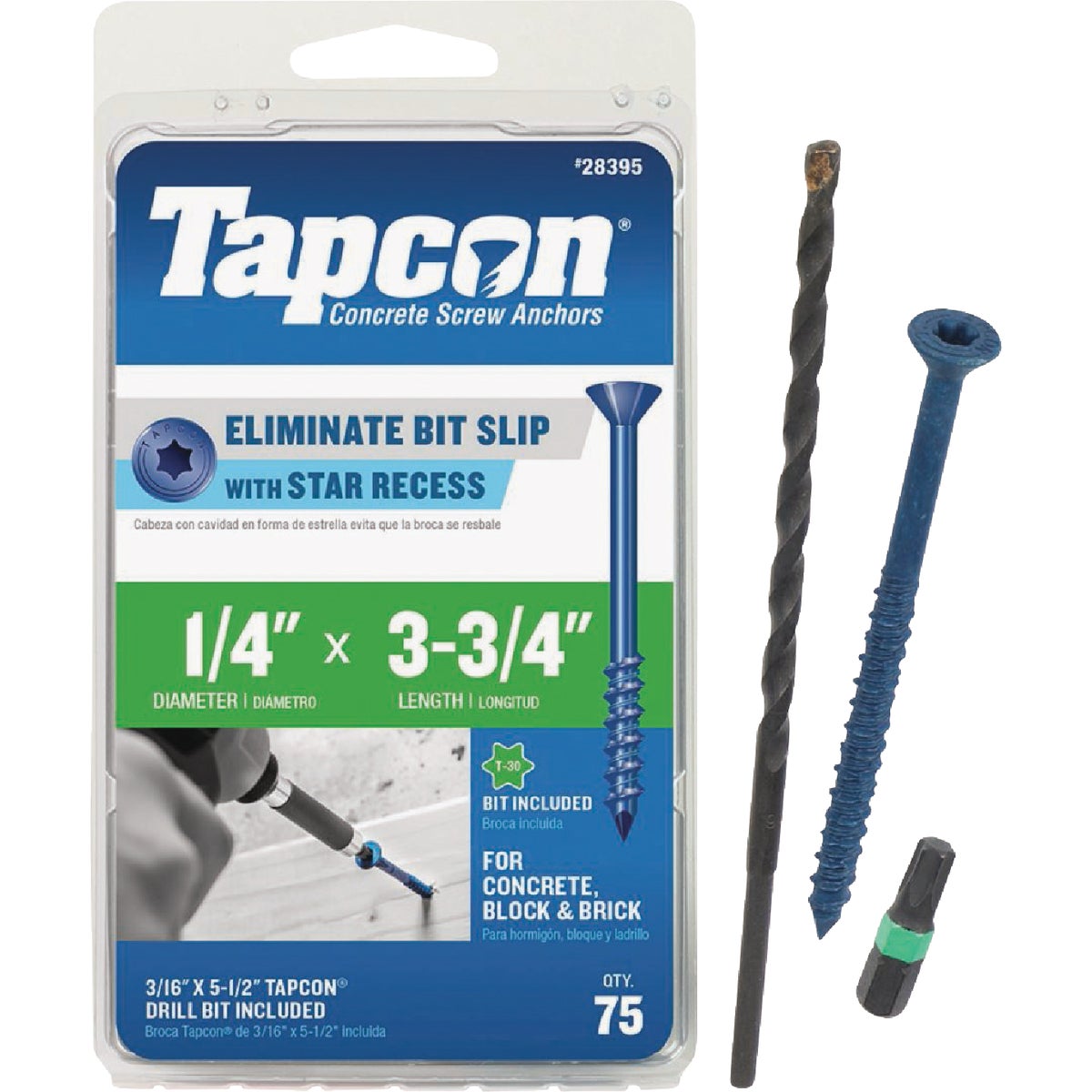 Tapcon 1/4 In. x 3-3/4 In. Star Drive Flat Head Concrete Screw Anchor (75 Ct.)