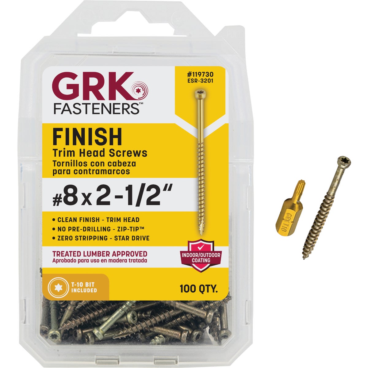 GRK #8 x 2-1/2 In. Star Drive Steel Trim Screw (100 Ct.)