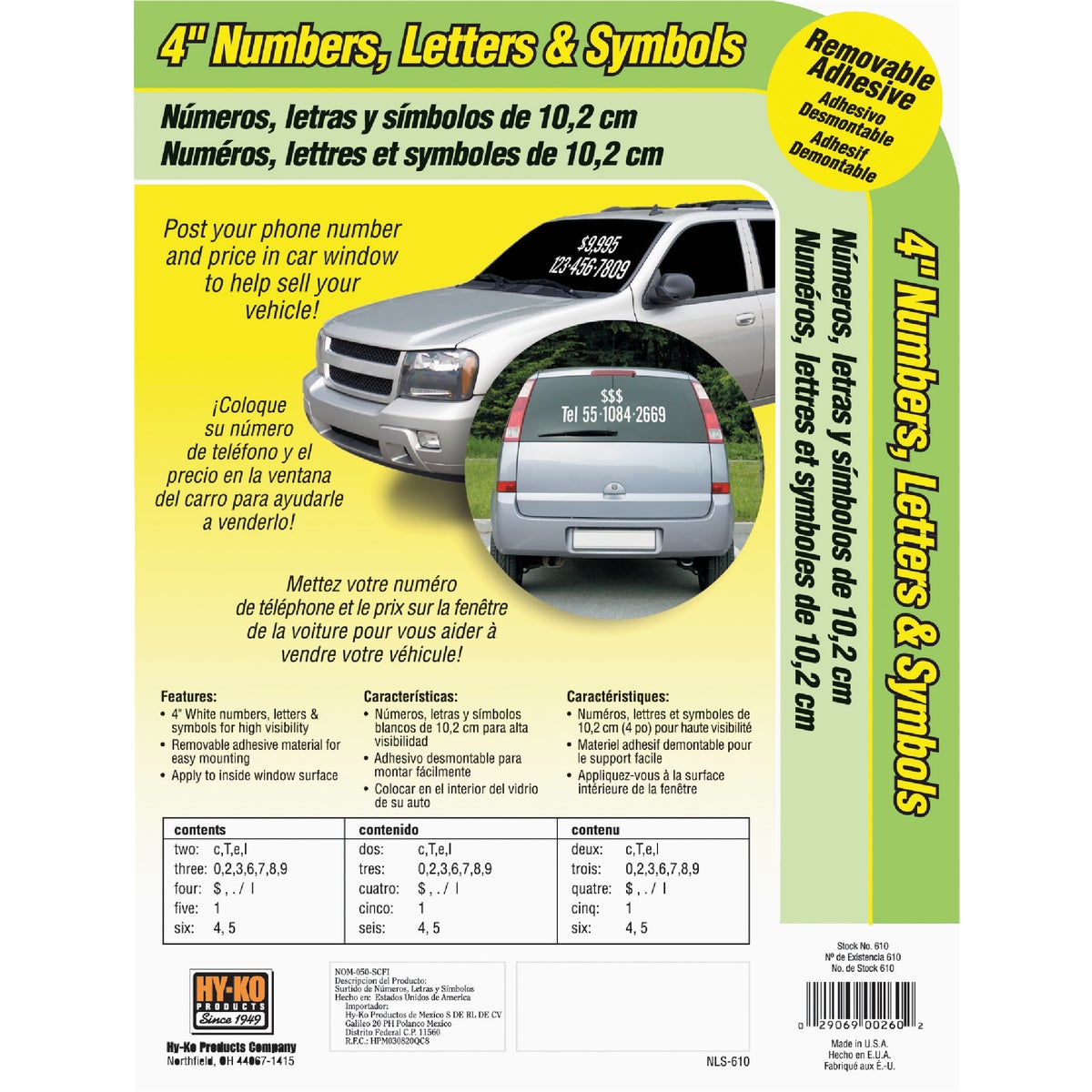 Hy-Ko Adhesive Numbers, Letters, & Symbols