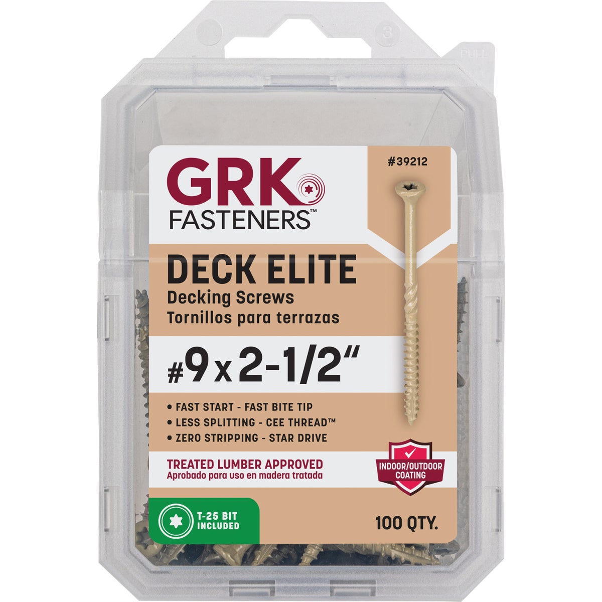 GRK Deck Elite #9 x 2-1/2 In. Star Drive Bugle-Head Deck Screw (100 Ct.)